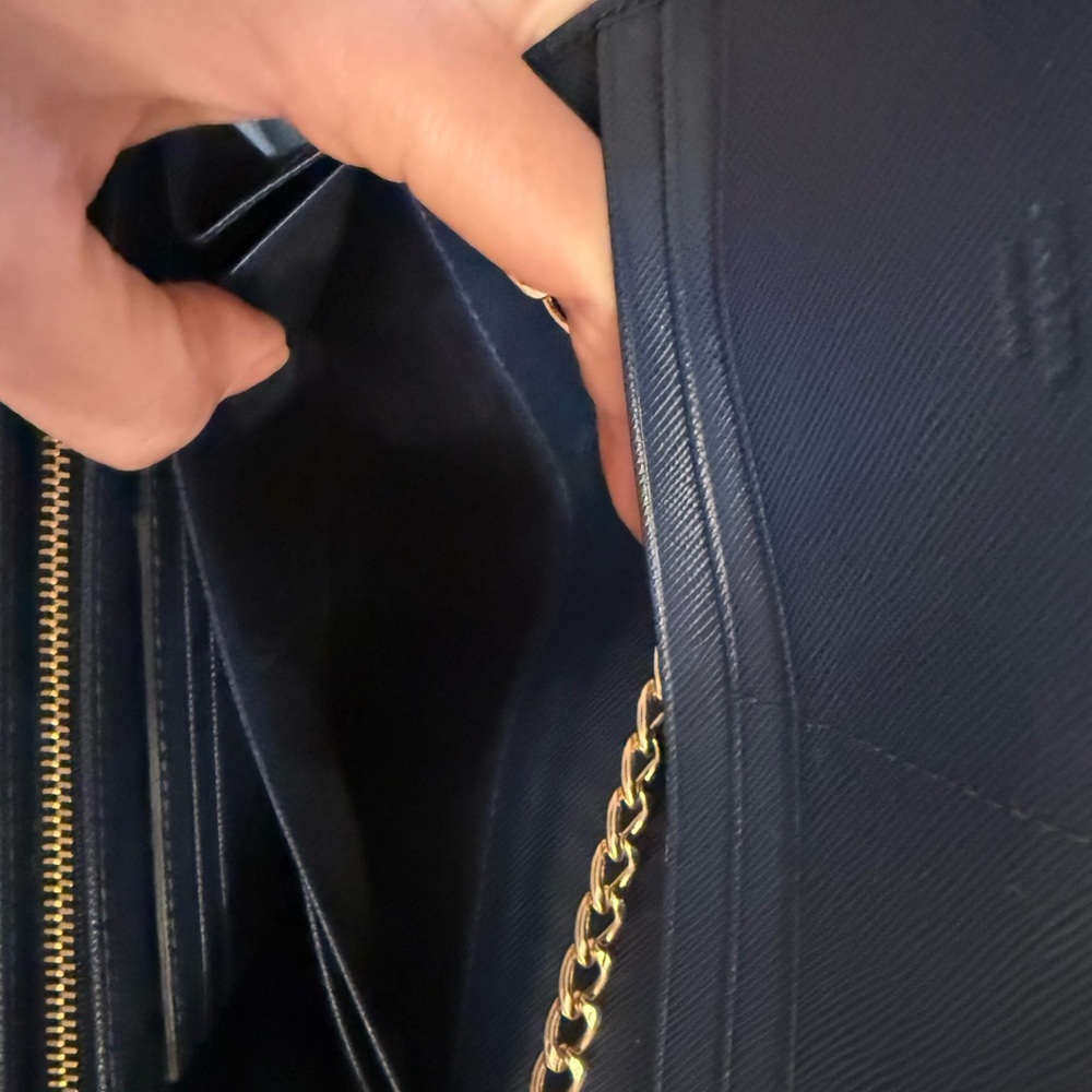 EUC Prada $990 Saffiano Leather Continental Waller blue with Chain & Card Holder - Picture 15 of 16